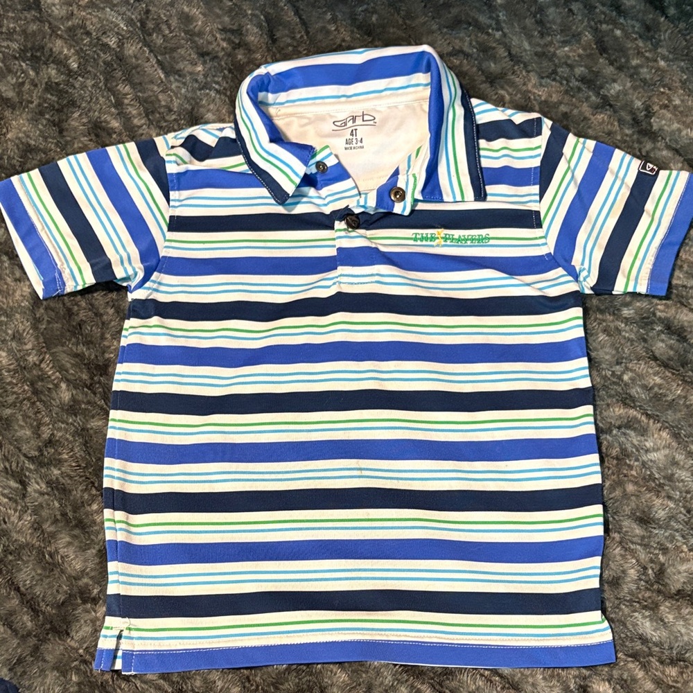 Striped Polo Shirt - Blue & Green - The Players Championship